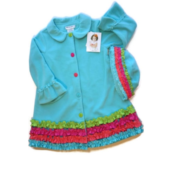 Pink Bonnie Jean Girls Baby Polka Dot Fleece Coat and Hat Set